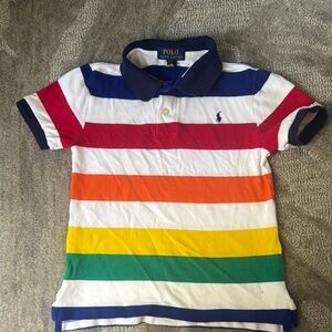 Polo by Ralph Lauren Red and Orange Striped Polo Shirt